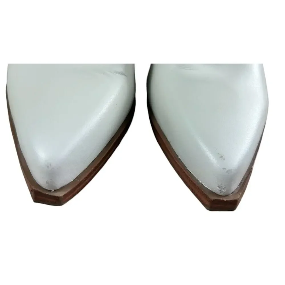 Marc Fisher Women's Matter Block Heel Booties Sz 7.5 M White Leather Pointy Toe - Picture 7 of 10